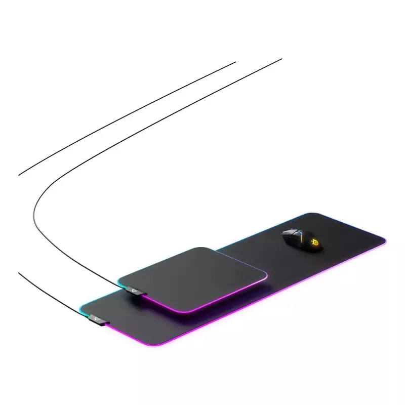 Mänguhiirematt STEELSERIES QcK Prism Cloth XL — Riidest pind, 900×300 mm, 4 mm paksus, RGB taustvalgustus