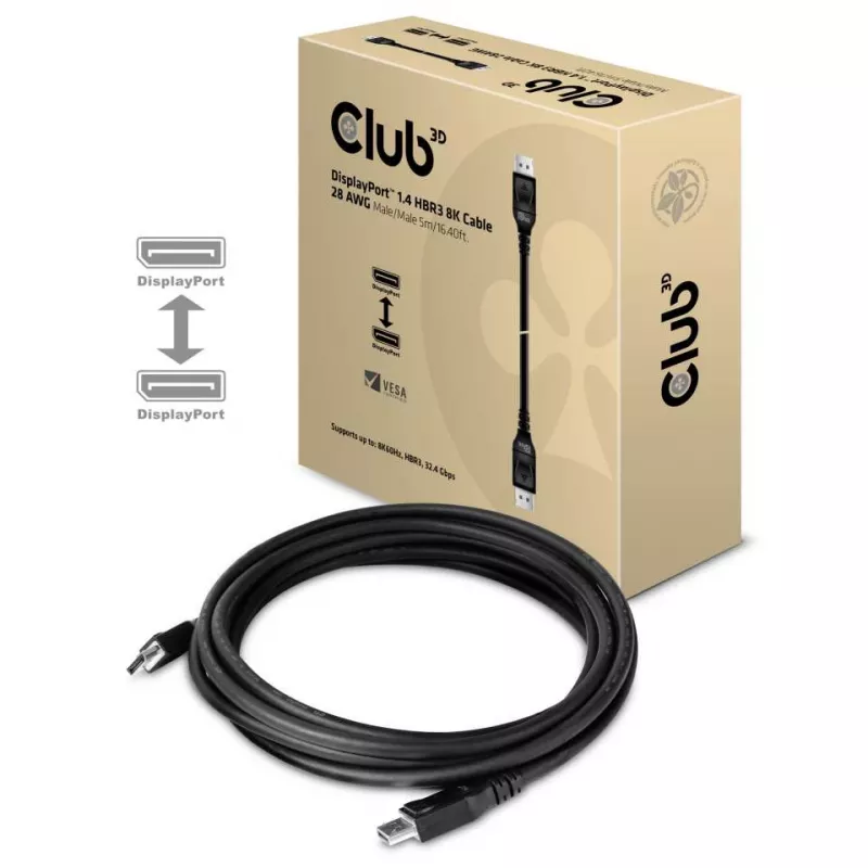 CLUB3D DisplayPort 1.4 HBR3 8K kaabel M/M 5m /16.40ft