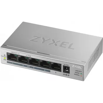 Zyxel GS1005HP Haldamata gigabitine Ethernet (10/100/1000) toite üle Etherneti (PoE) hõbedane