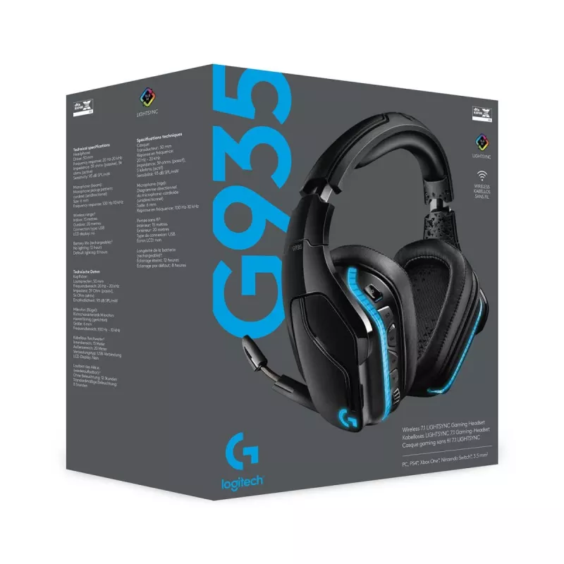 LOGITECH G935 Juhtmevaba 7.1 Ruumiline Heli Lightsync Mängurikõrvaklapid - 2,4 GHz