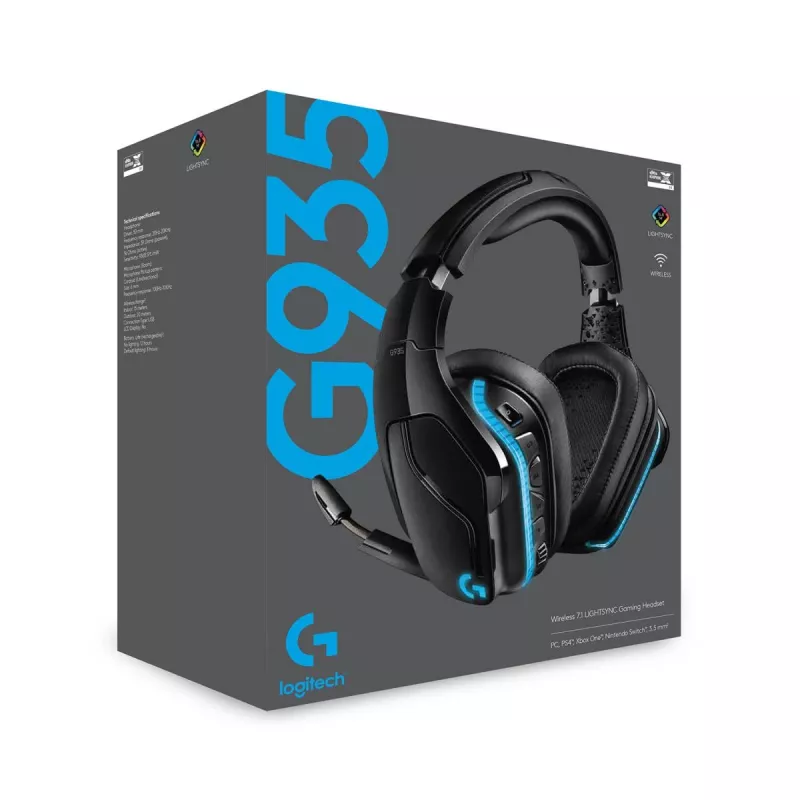 LOGITECH G935 Juhtmevaba 7.1 Ruumiline Heli Lightsync Mängurikõrvaklapid - 2,4 GHz