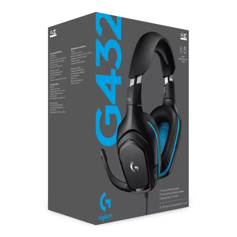 LOGITECH G432 - USB / 3.5mm - mängukõrvaklapid - 7.1 Surround - sinine