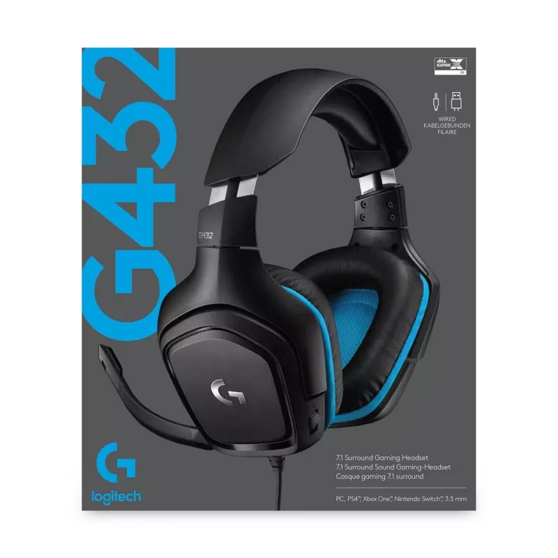 LOGITECH G432 - USB / 3.5mm - mängukõrvaklapid - 7.1 Surround - sinine