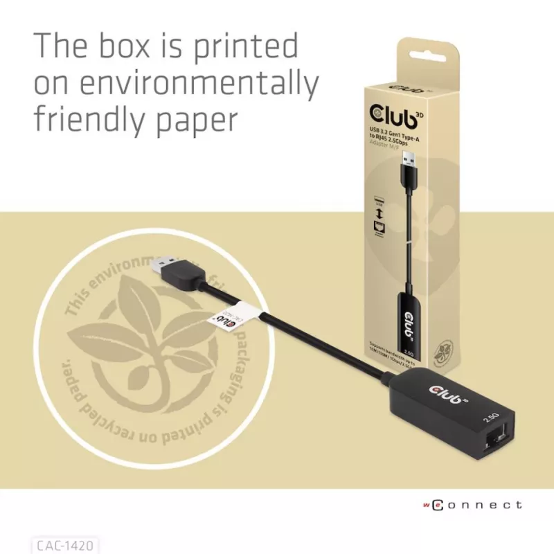 CLUB3D USB 3.2 Gen1 Tüüp A - RJ45 2.5Gbps adapter