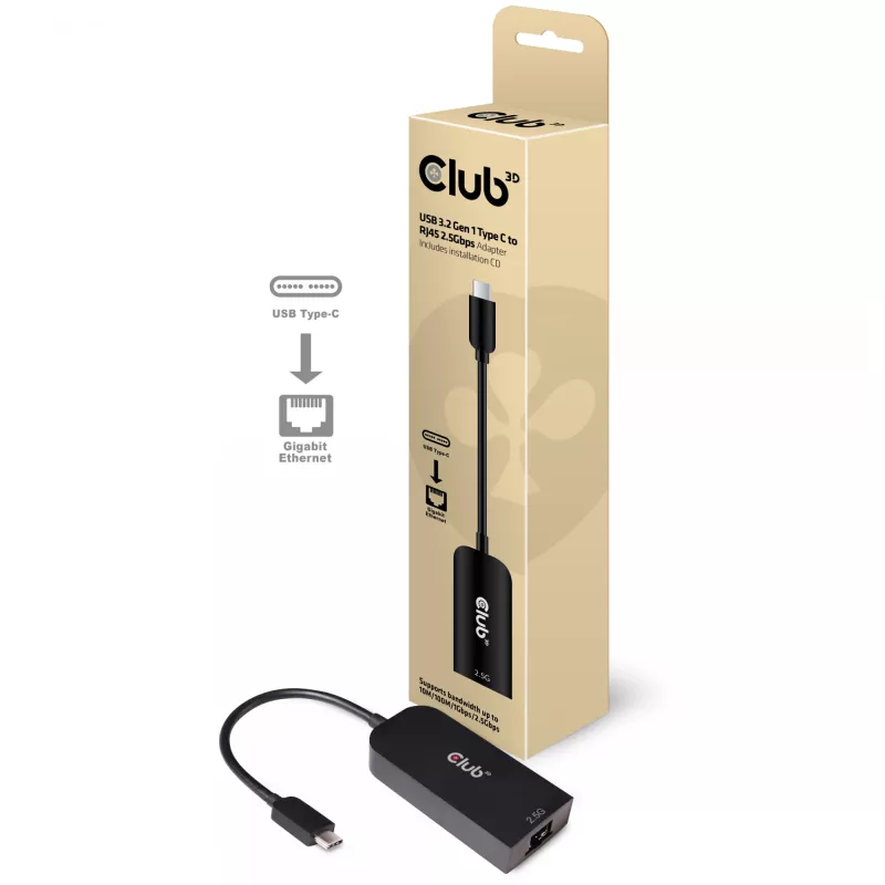 CLUB3D USB 3.2 Gen1 Type C RJ45 2.5Gbps adapter