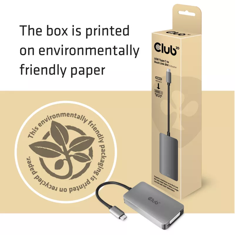 CLUB3D USB3.2 Gen1 Type-C Dual Link DVI-D HDCP ON versiooniga aktiivadapter M/F