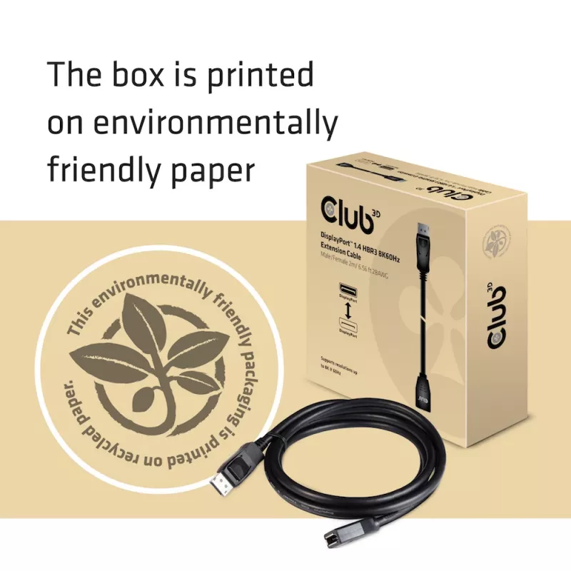 CLUB3D DisplayPort 1.4 HBR3 pikenduskaabel 8K60Hz M/F 2m/6.56jalga