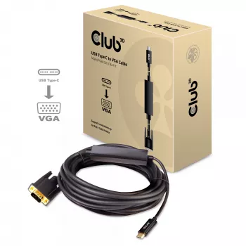 USB Type C to VGA Active kaabel M/M CLUB3D CAC-1512 5m