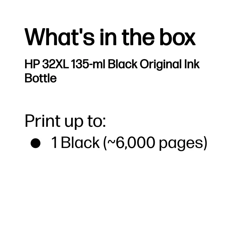 HP 32XL 135-ml must originaal tindipudel, Must, Malaisia, 15–35 °C, 15–35 °C, 20–80%, 1 tk