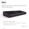 CLUB3D CSV-1562 on USB3.2 Gen1 Type-C universaalne kolmekordne 4K30Hz laadimisdokkimisjaam, mis on DisplayLink® sertifitseeritud. Universaalne laadimisdokk