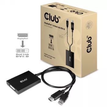 CLUB3D DisplayPort Dual Link DVI-D HDCP ON versiooniga aktiivne adapter M/F