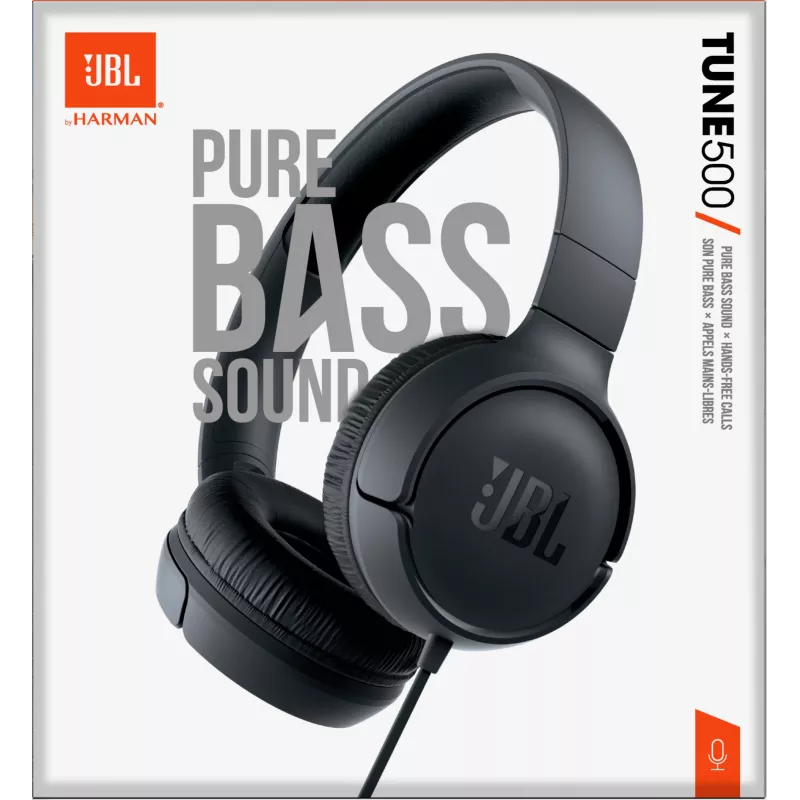 JBL Tune 500 MUST, juhtmega, 20 - 20000 Hz, kõned/muusika, 148 g, peakomplekt, must
