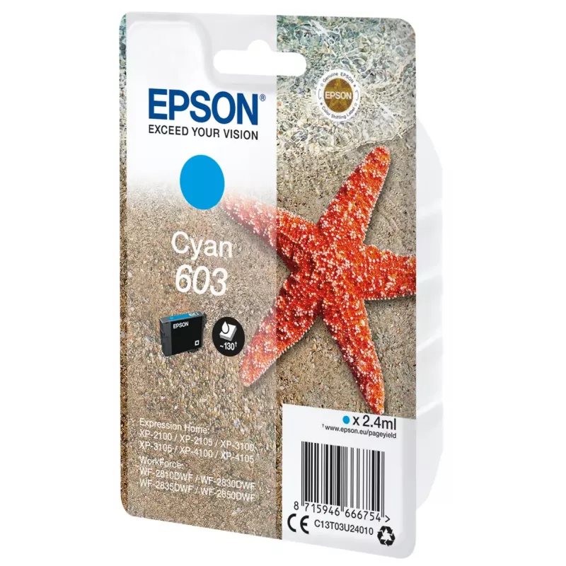 Epson C13T03U24010 tindikassett 1 tk originaal standardmahuga tsüaan