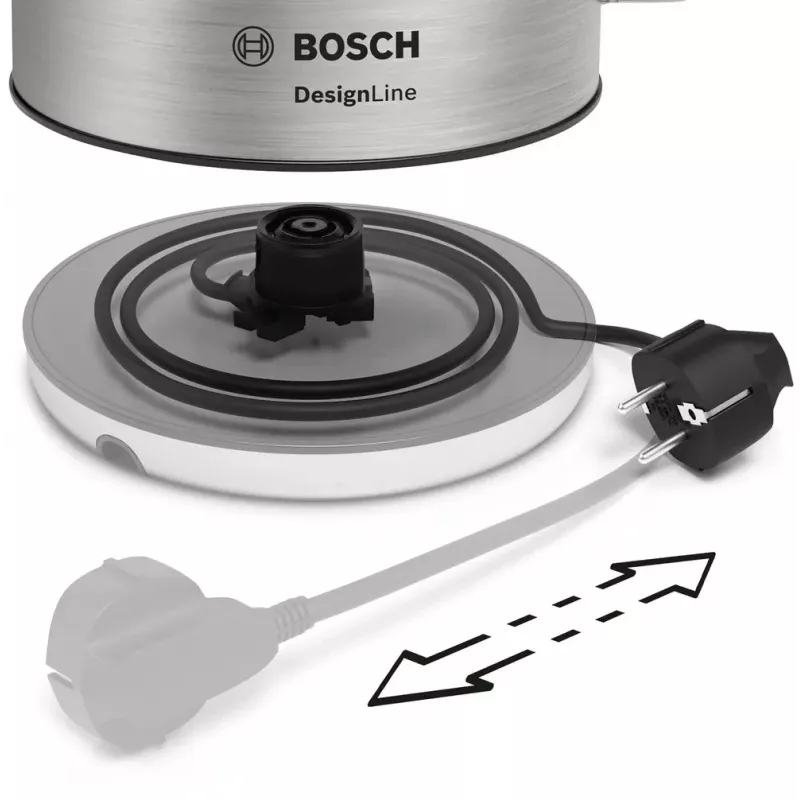 Bosch TWK4P440 elektriline veekeetja 1.7 L 2400 W Must, roostevaba teras