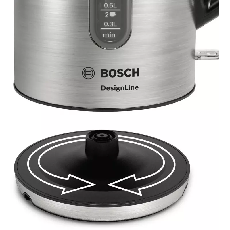 Bosch TWK4P440 elektriline veekeetja 1.7 L 2400 W Must, roostevaba teras