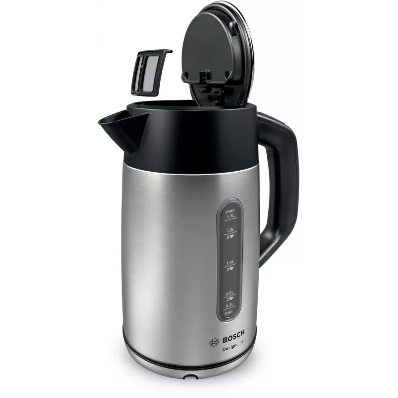 Bosch TWK4P440 elektriline veekeetja 1.7 L 2400 W Must, roostevaba teras
