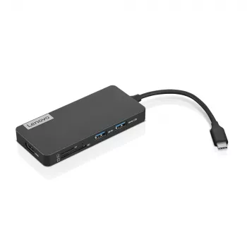 Lenovo GX90T77924 dokkimisjaam — USB-C jaotur HDMI 1.4-ga, 2×USB-A 3.2 Gen1, USB‑2.0, microSD-kaardilugeja, hall
