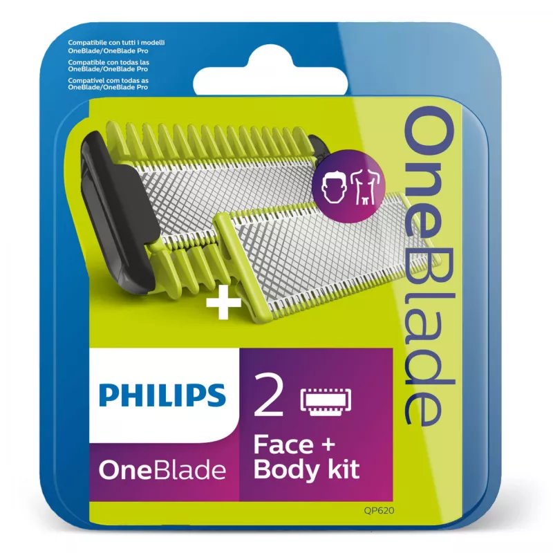 Raseerimistera Philips Norelco OneBlade QP620/50 varuterad, must, 2-pakk