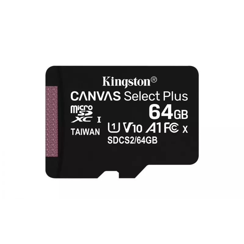 Kingston Technology Canvas Select 64 GB micSDXC Plus 100R A1 C10 kaart + adapter