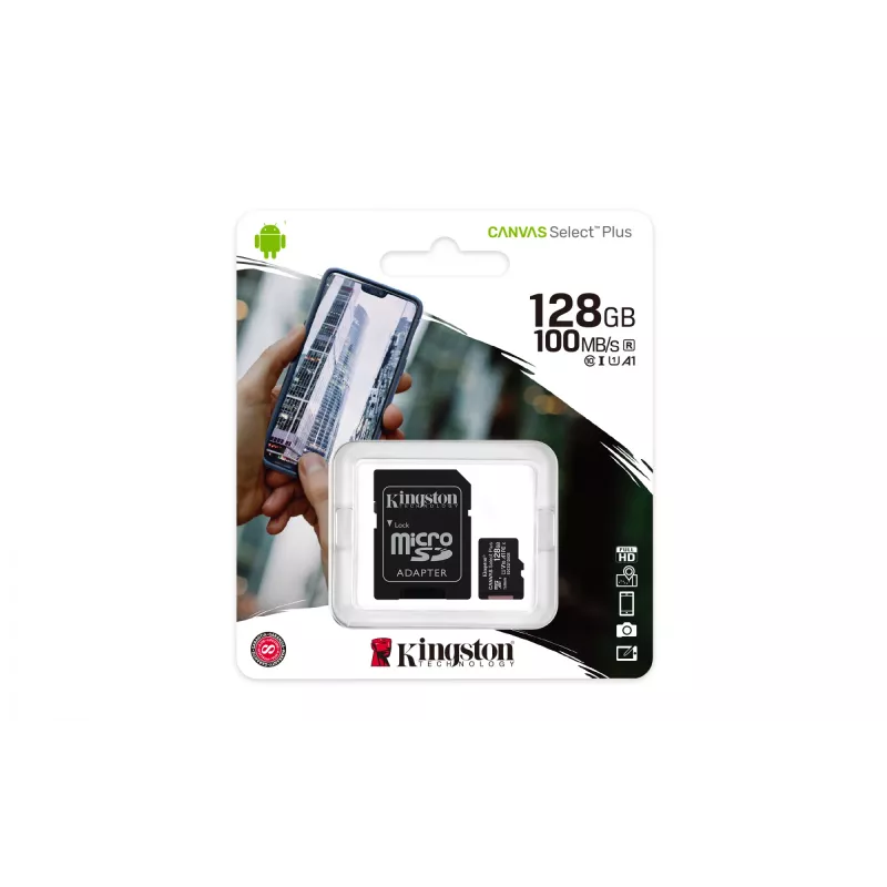 Mälukaart Kingston Technology 128GB microSDXC UHS-I Canvas Select Plus 100R A1 C10