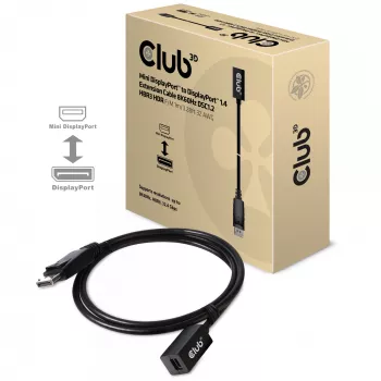 CLUB3D Mini DisplayPort 1.4 to DisplayPort pikenduskaabel 8K60Hz DSC 1.2 HBR3 HDR kahesuunaline F/M 1m/3.28ft