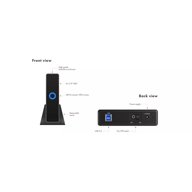 ICY BOX IB-377U3 HDD korpus Must 3.5 tolli