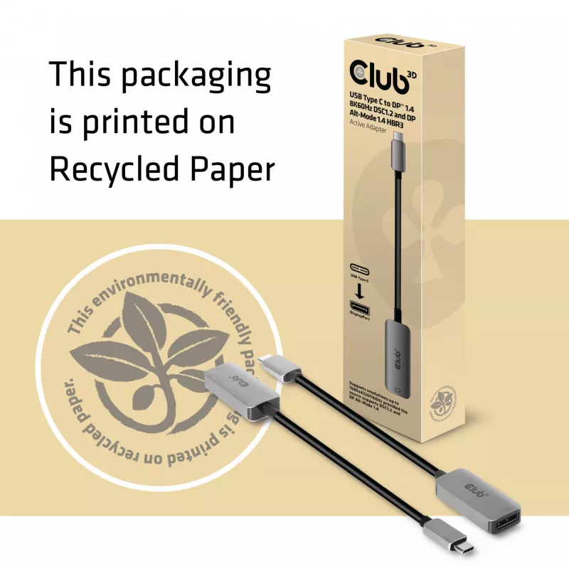 CLUB3D USB Type C kuni DisplayPort 1.4 8K60Hz HBR3 aktiivadapter