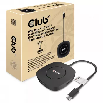 CLUB3D USB Type C 3.2 Gen 1 Multi Stream Transport (MST) Hub DisplayPort 1.4 kolme monitori jaoks