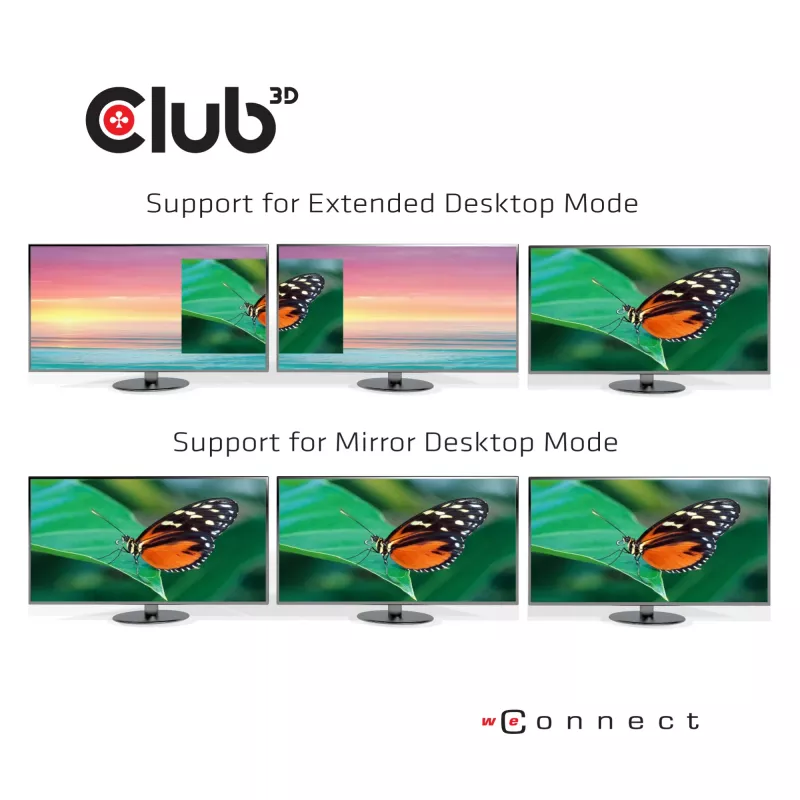 CLUB3D USB Type C 3.2 Gen 1 Multi Stream Transport (MST) Hub DisplayPort 1.4 kolme monitori jaoks
