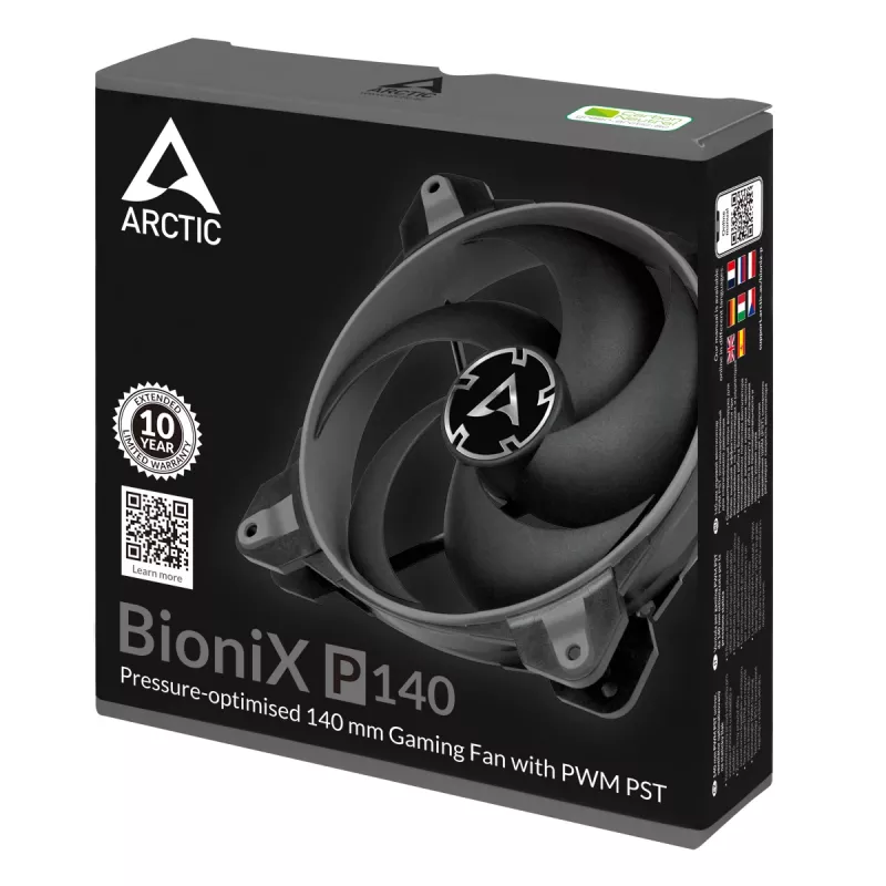 ARCTIC BioniX P140 (Hall) – Rõhuoptimeeritud 140 mm mänguventilaator PWM PST-ga