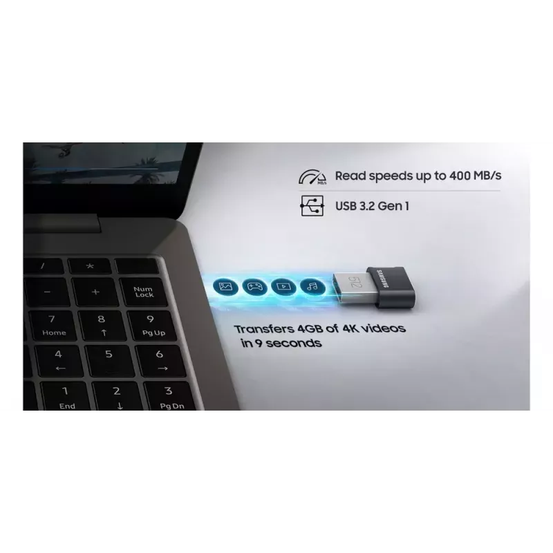 Samsung MUF-64AB USB-mälupulk 64 GB USB Type-A 3.2 Gen 1 (3.1 Gen 1) Hall, Hõbedane