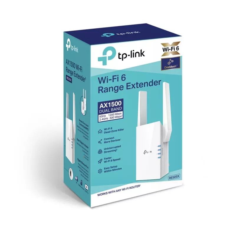 TP-Link RE505X võrgupikendaja Võrgusaate- ja vastuvõtuseade Valge 10, 100, 1000 Mbit/s