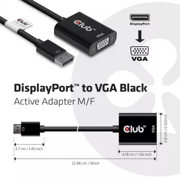 CLUB3D DisplayPort™ to VGA must aktiivadapter M/F
