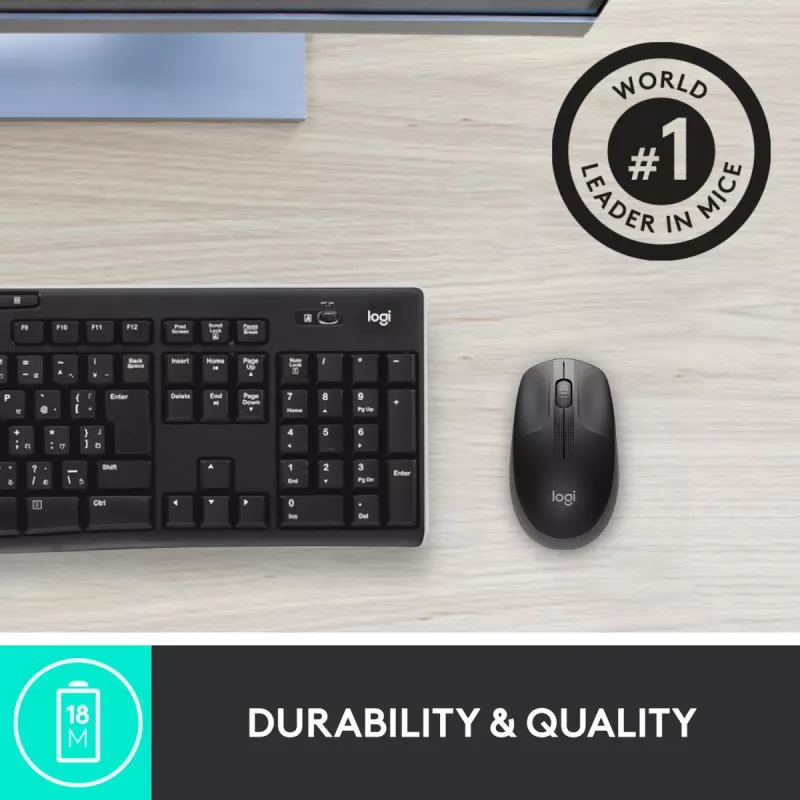 LOGITECH M190 täissuuruses juhtmevaba hiir Charcoal