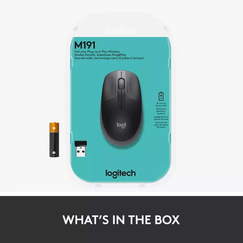 LOGITECH M190 täissuuruses juhtmevaba hiir Charcoal