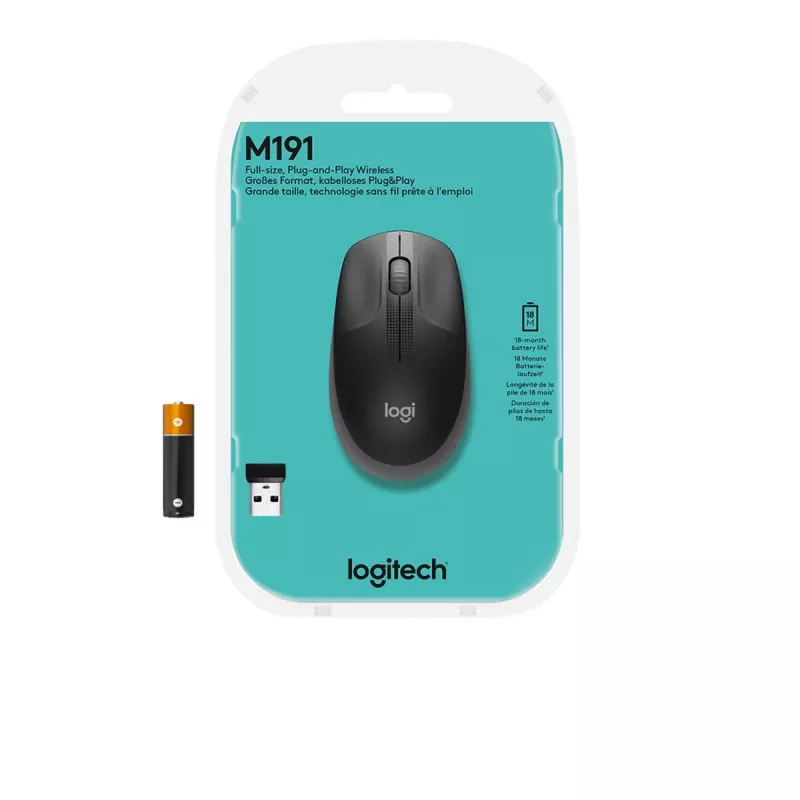 LOGITECH M190 täissuuruses juhtmevaba hiir Charcoal