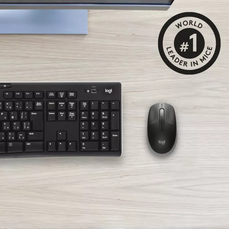 LOGITECH M190 täissuuruses juhtmevaba hiir – keskmine hall