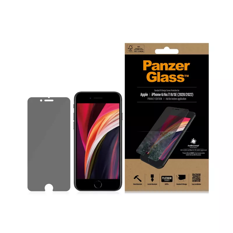 PanzerGlass ® Privaatsusekaitse iPhone SE (2020/2022) | 8 | 7 | 6 | 6s | Standard Fit
