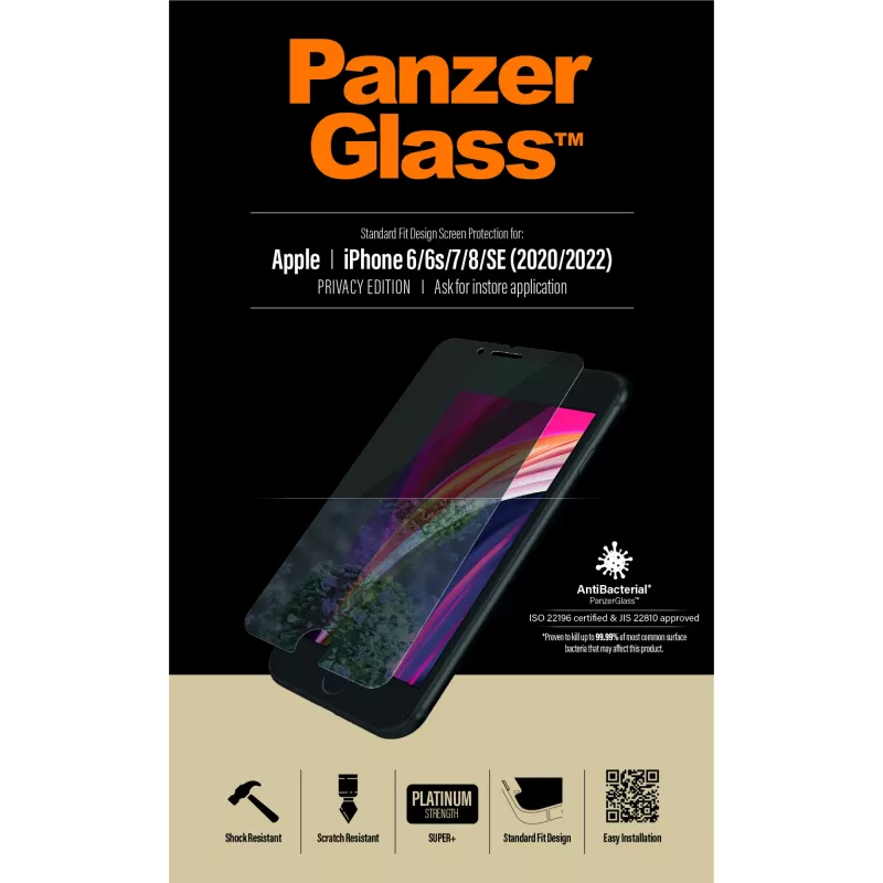 PanzerGlass ® Privaatsusekaitse iPhone SE (2020/2022) | 8 | 7 | 6 | 6s | Standard Fit