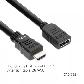 CLUB3D High Speed HDMI™ pikenduskaabel 4K60Hz M/F 5m/16.4ft 26 AWG