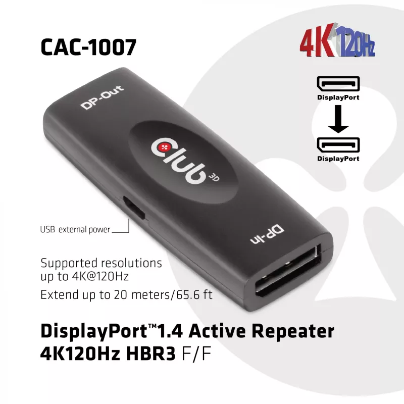 DisplayPort Active Repeater CLUB3D CAC-1007 4K120Hz HBR3