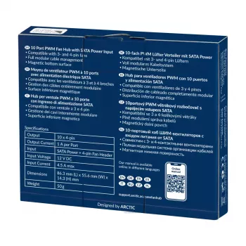Korpuse ventilaatori jaotur ARCTIC ACFAN00175A 10 pordiga PWM koos SATA toitega