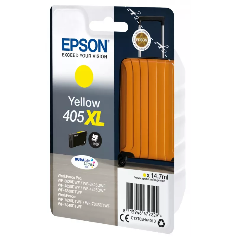 Epson 405XL DURABrite Ultra Ink tindikassett 1 tk Originaalne suur (XL) tootlus, kollane