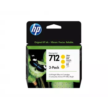HP 712 3-pakk 29 ml kollane DesignJet tindikassett