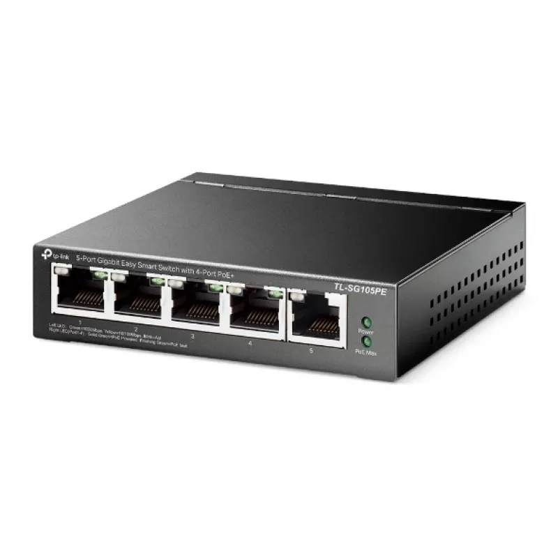 TP-Link 5-pordiline Gigabit Easy Smart PoE-lüliti 4 PoE+ pordiga