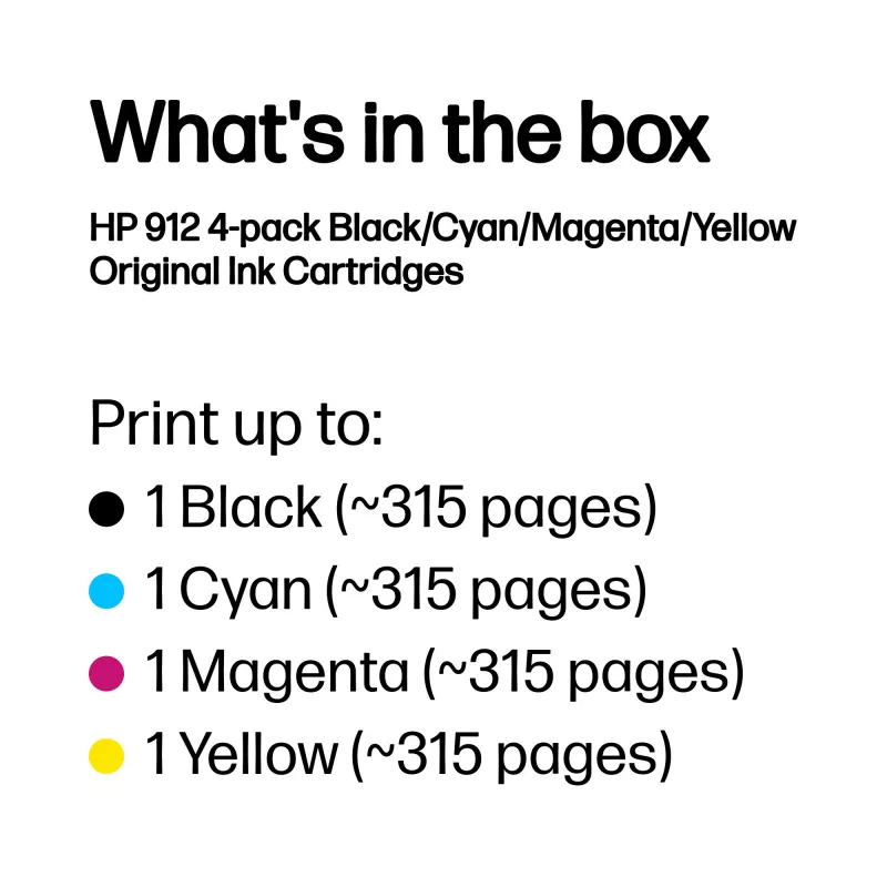 HP 912 4-pakk must/tsüaan/magenta/kollane originaal tindikassetid