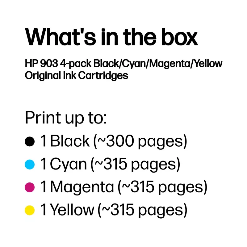 HP 903 4-pakk must/tsüaan/magenta/kollane originaalprinterikassetid
