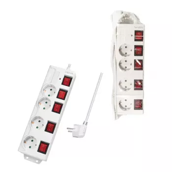 Pikendusjuhe LogiLink LPS252 1,5 m 4 vahelduvvoolupistikupesa Siseruumidesse Valge
