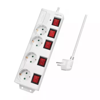 Pikendusjuhe LogiLink LPS252 1,5 m 4 vahelduvvoolupistikupesa Siseruumidesse Valge