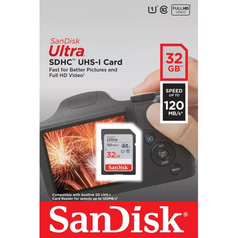 WESTERN DIGITAL SanDisk Ultra 32GB SDHC mälukaart klass 10 UHS-I 120MB/s (SDSDUN4-032G-GN6IN)